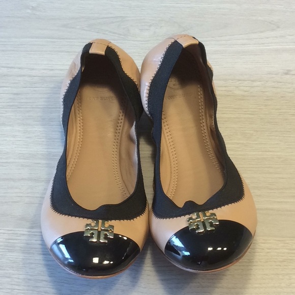 Tory Burch Tan Travel Leather Ballet Slipper Flats - Picture 2 of 16